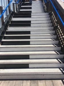 Boardwalk stairway on PIER 39 in San Francisco.