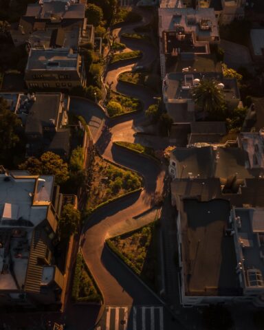 Arial view of lombard st in San Francisco