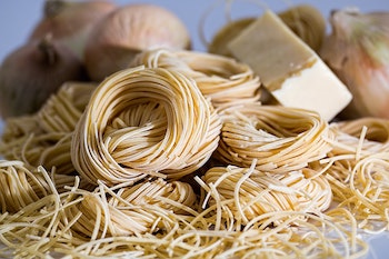 fresh pasta rolled up