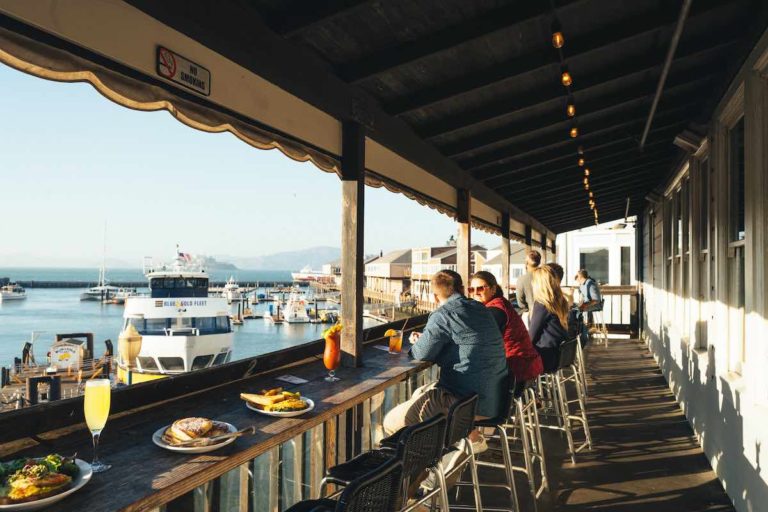 Diners on the forward-facing patio at Eagle Cafe