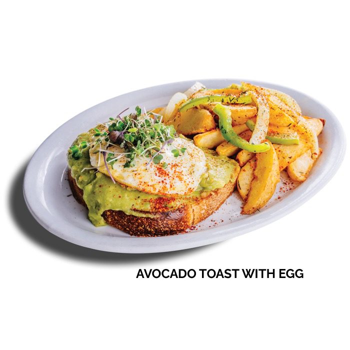 Avocado toast and home fries from Fisherman’s Wharf breakfast restaurant Eagle Cafe