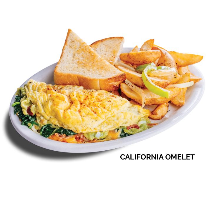 California omelet with toast and home fries from Fisherman’s Wharf breakfast restaurant Eagle Cafe