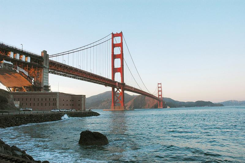 The Golden Gate Bridge during the day